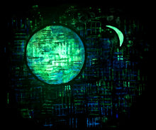 Load image into Gallery viewer, To The Moon And Back . Original Light Reactive Painting

